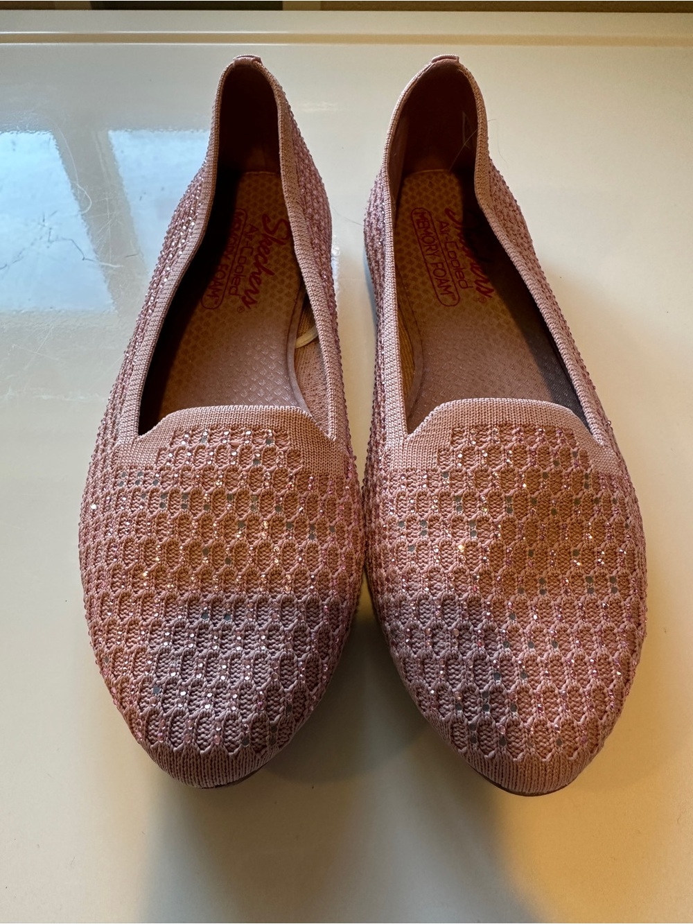 Skechers Rose Pink Knit Slip-On Loafers